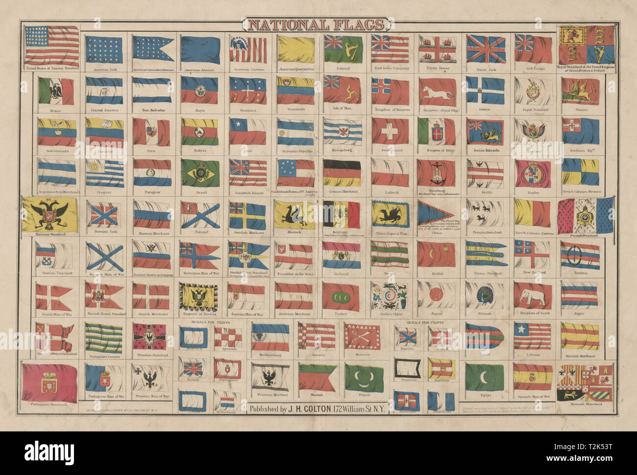 1899 Color Litho Print FLAGS Dominican Republic /& Equador Coat of Arms