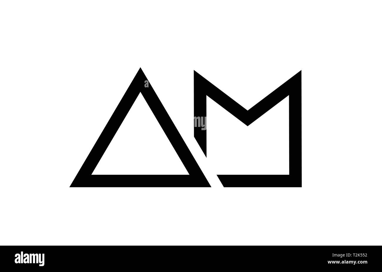 black and white alphabet letter logo combination am a m design suitable ...