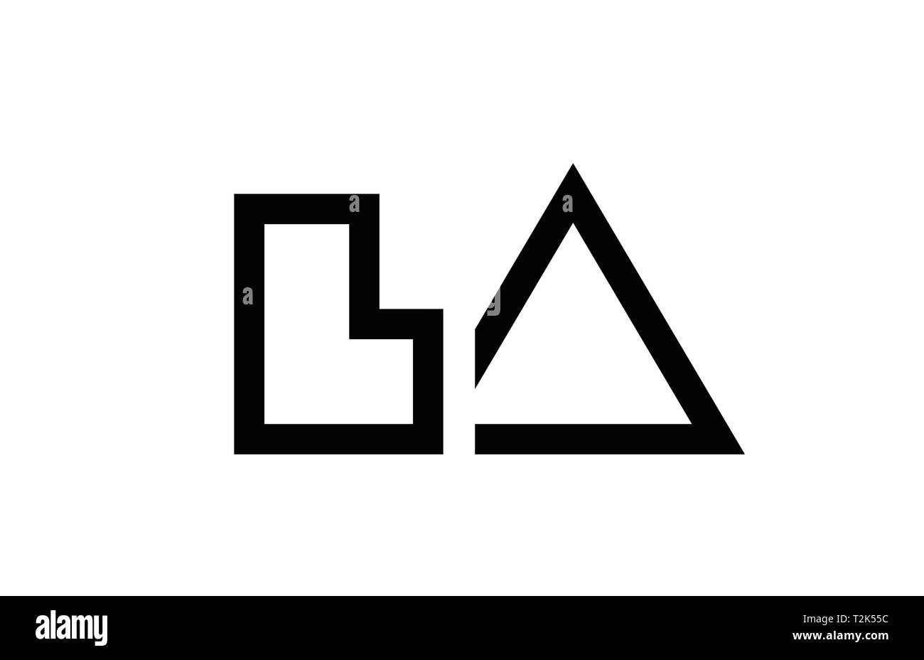 black and white alphabet letter logo combination la l a design suitable ...