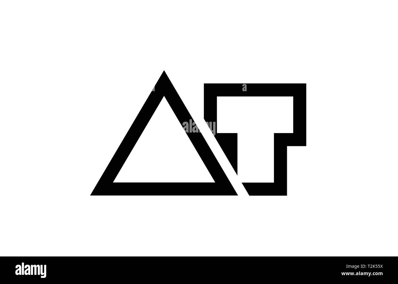 black and white alphabet letter logo combination at a t design suitable ...