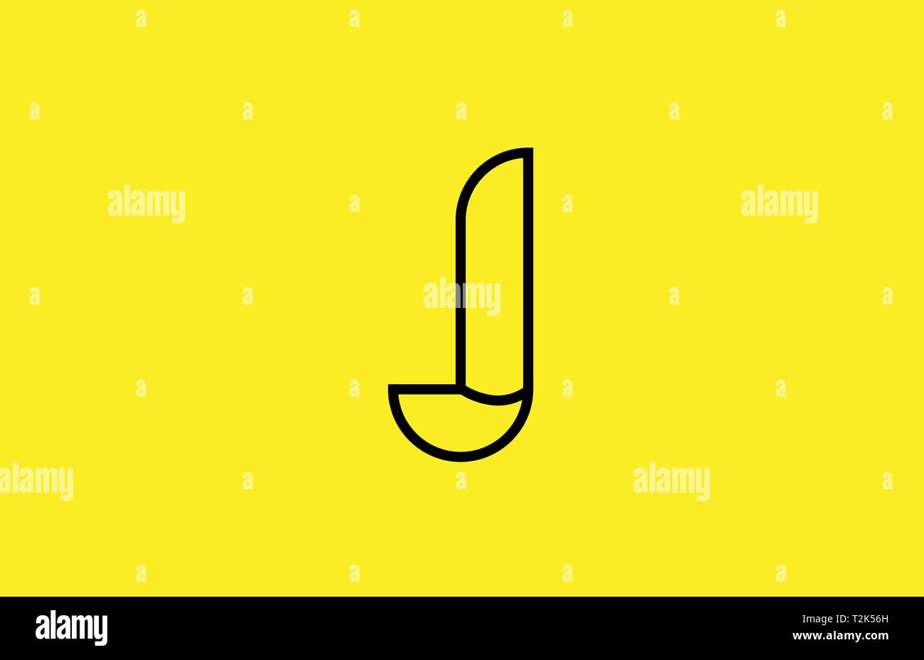 yellow black line alphabet letter J logo icon for a company business or ...
