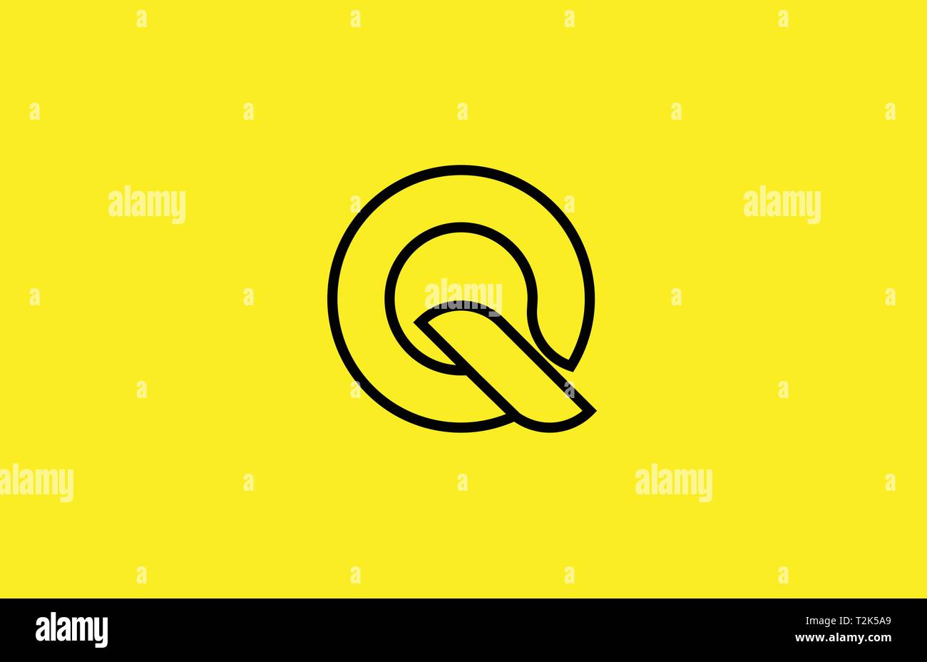 yellow black line alphabet letter Q logo icon for a company business or ...