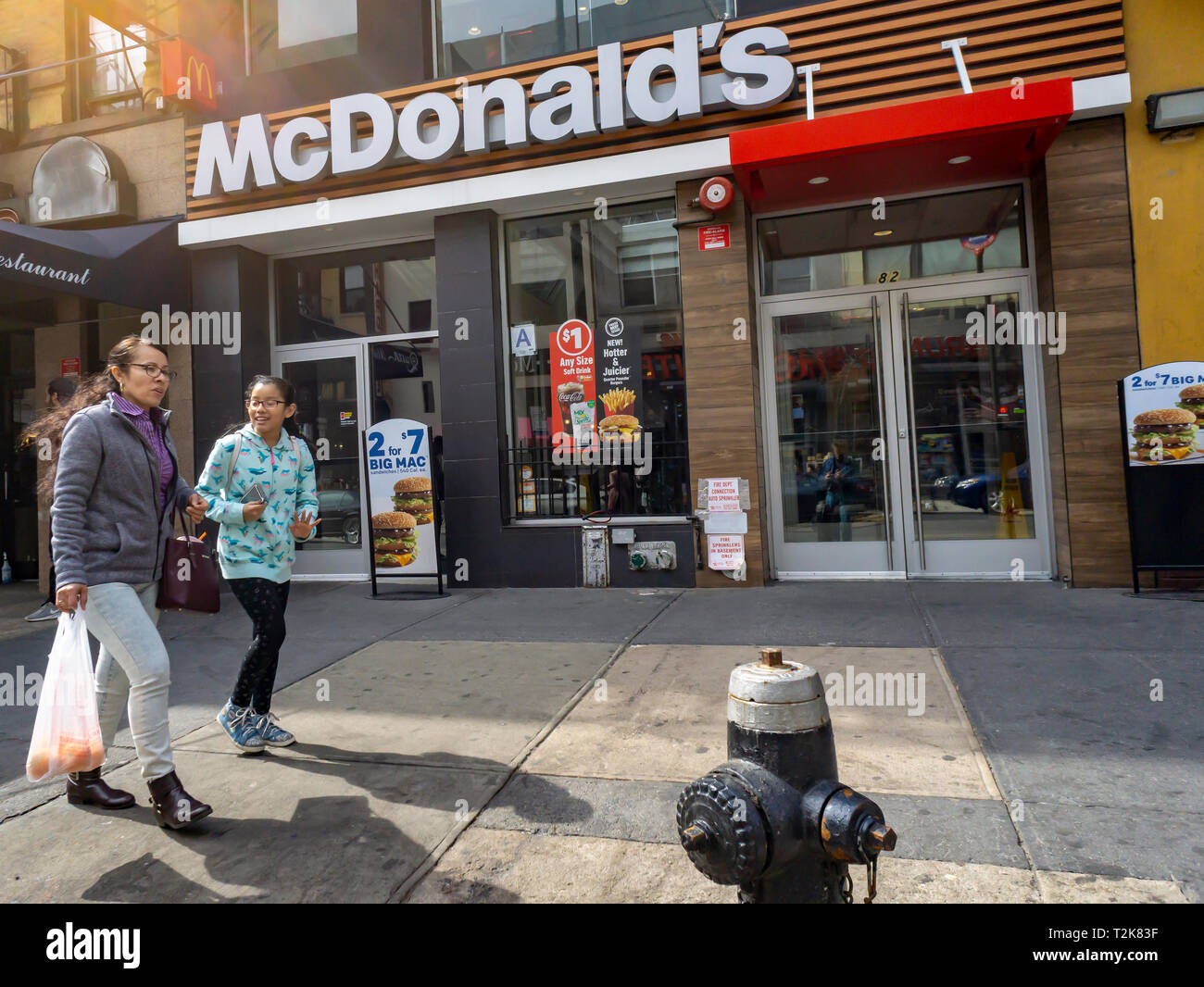 A McDonald's franchise restaurant in Brooklyn Heights in New York on Saturday, March 30, 2019. (Â© Richard B. Levine) Stock Photo