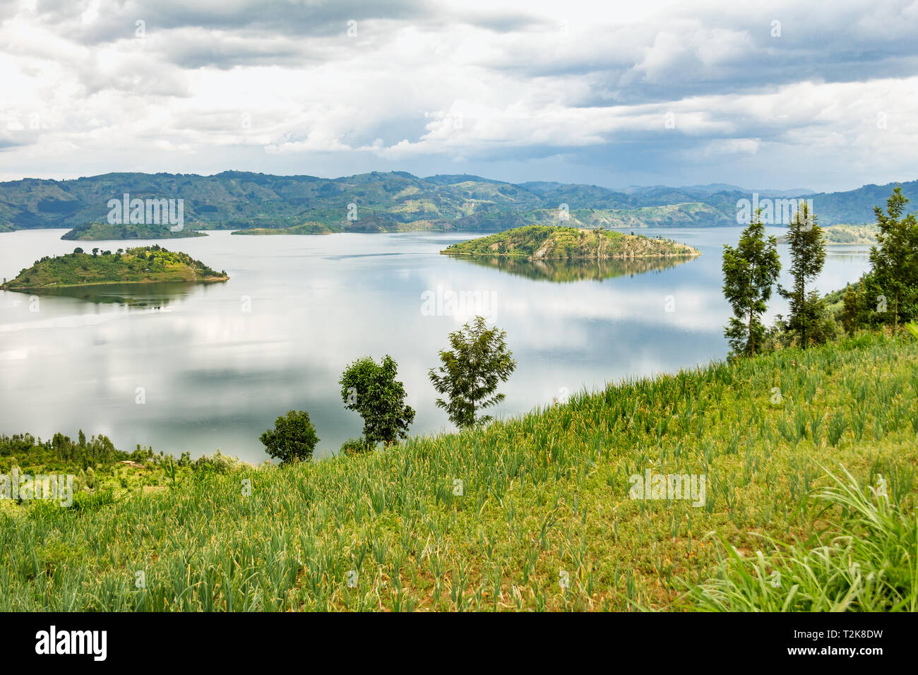 Lake Kivu, one of the largest of the African Great Lakes, In Rwanda