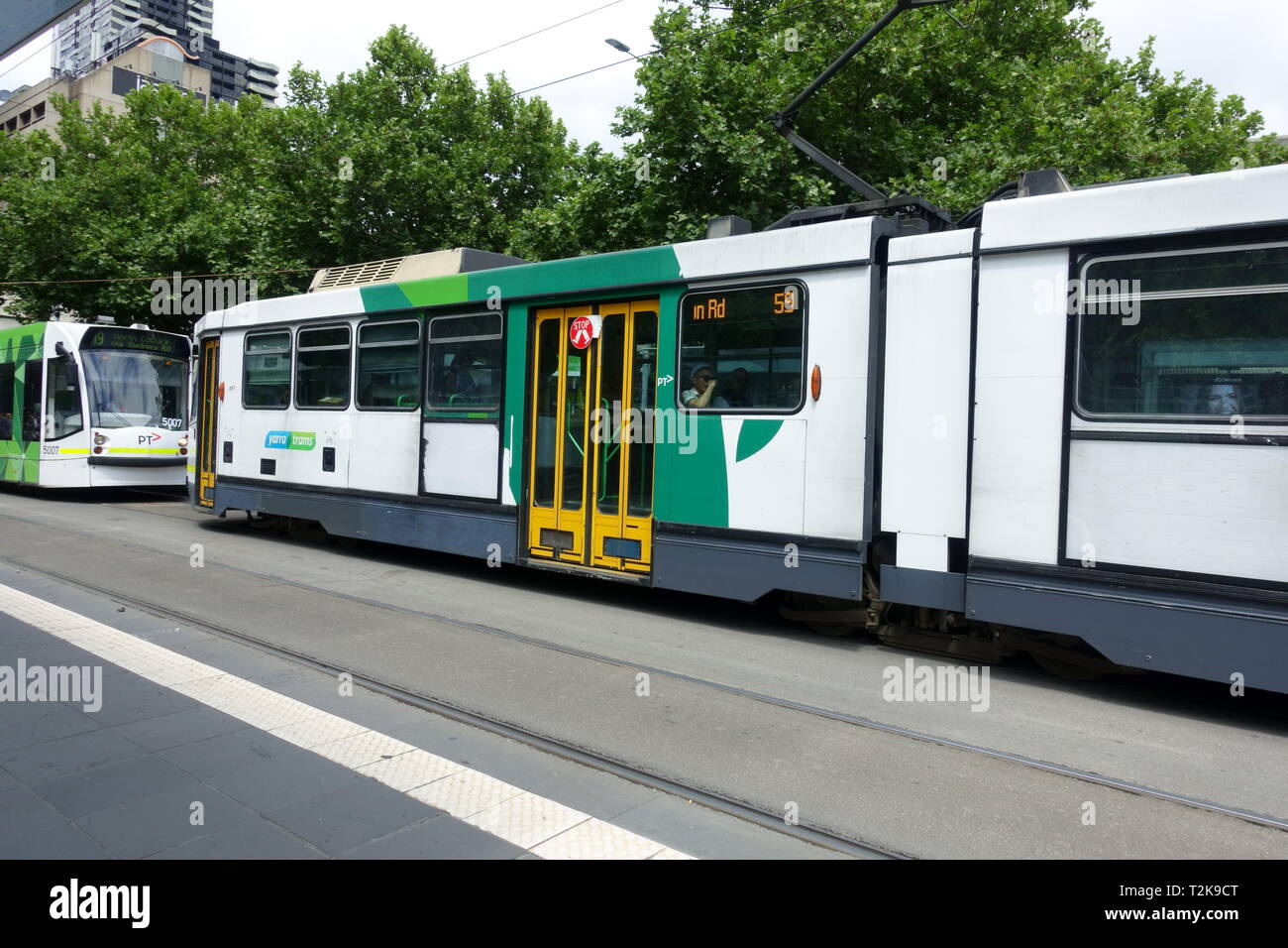 Melbourne Modern City Tram in Melbourne City Australia Stock Photo