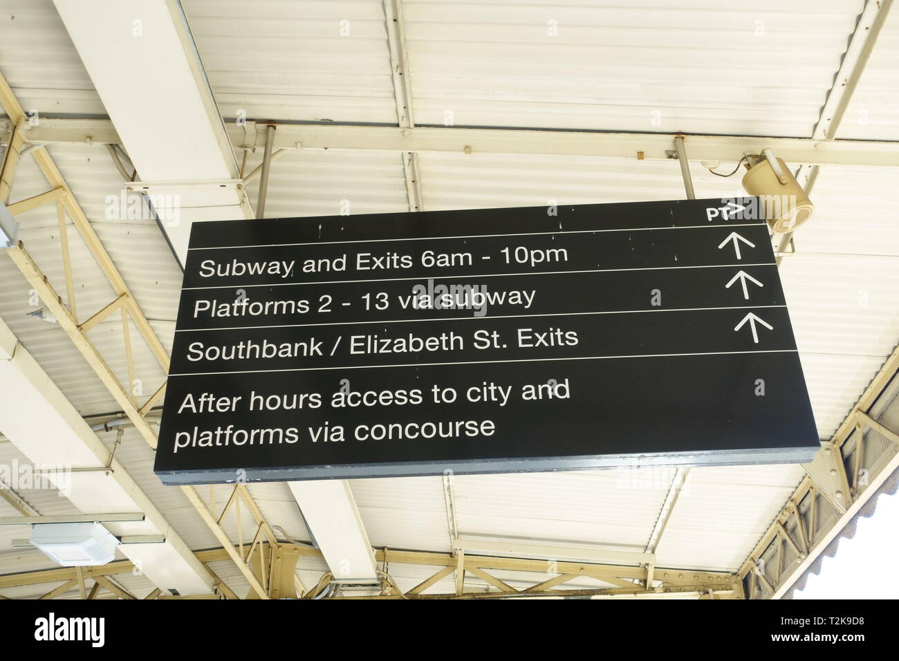 Signboard for directions at Flinders Street station in Melbourne Victoria Australia Stock Photo