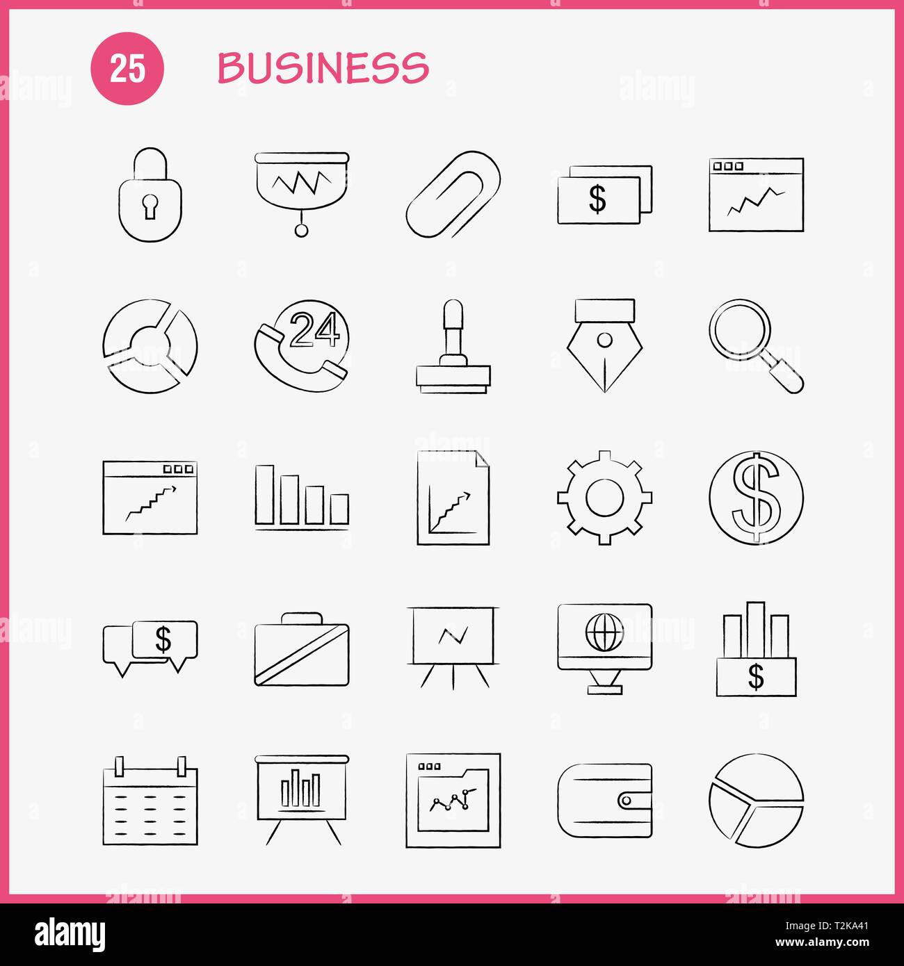 Business Hand Drawn Icons Set For Infographics, Mobile UX/UI Kit And ...