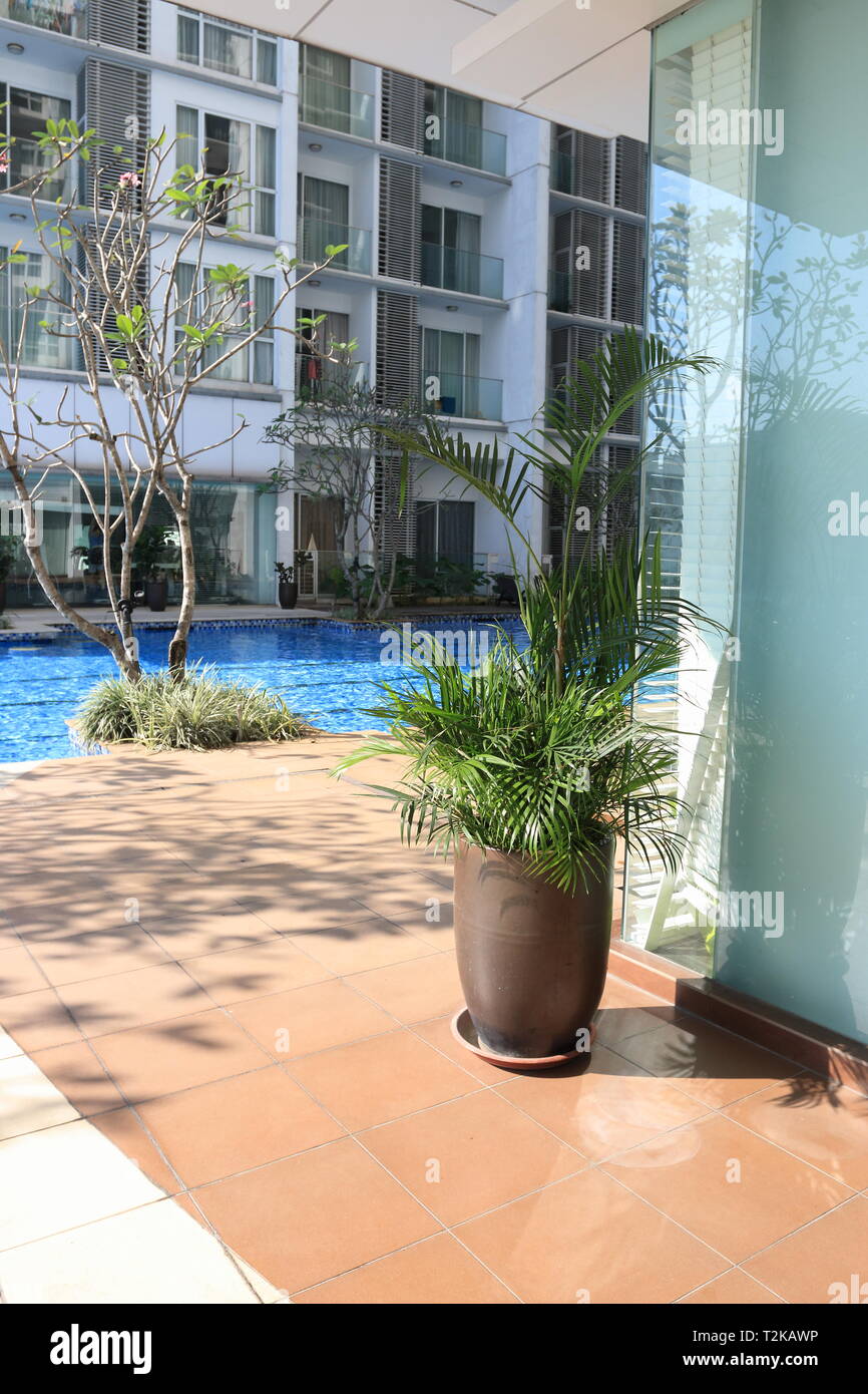 Modern high rise apartment condominium with swimming pool in JKuala Lumpur Malaysia Stock Photo