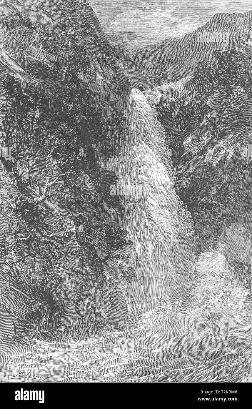 Scotland Western Highlands Lower Fall Of Foyers C1886 Old