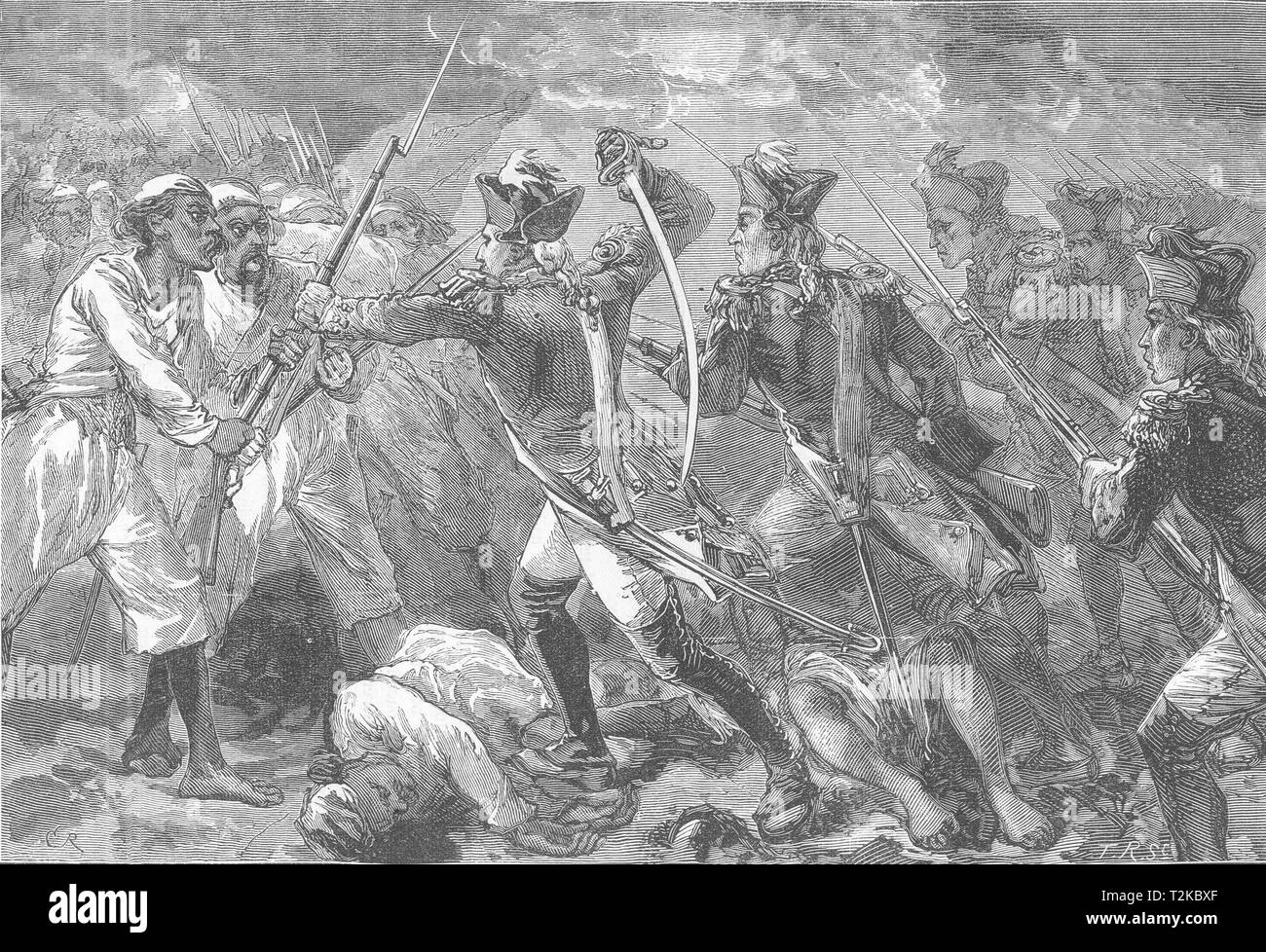 INDIA. Captain Yorke leading the Forlorn hope at Masulipatam c1880 old print Stock Photo