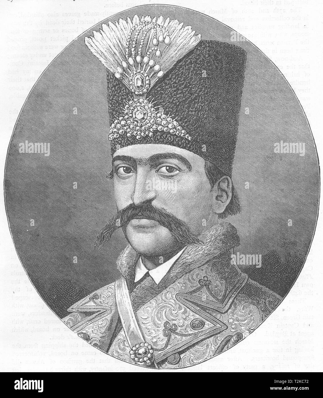 IRAQ. Portrait of Nasser-ed-Deen, Shah of Iran c1880 old antique print picture Stock Photo
