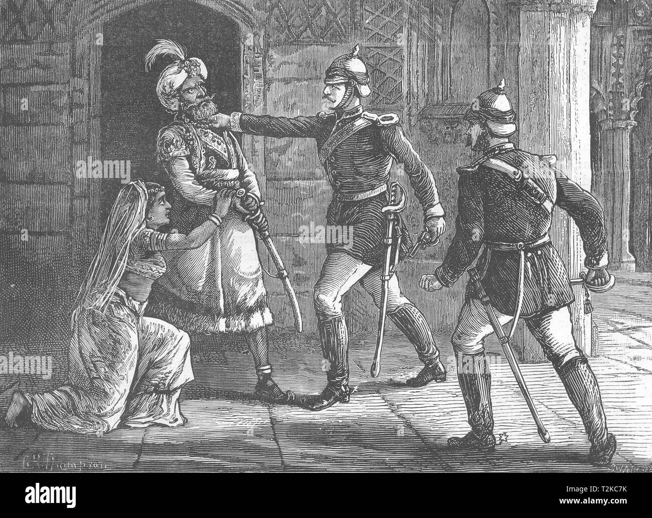 INDIA. Captain Hodson arresting the King of Delhi c1880 old antique print Stock Photo