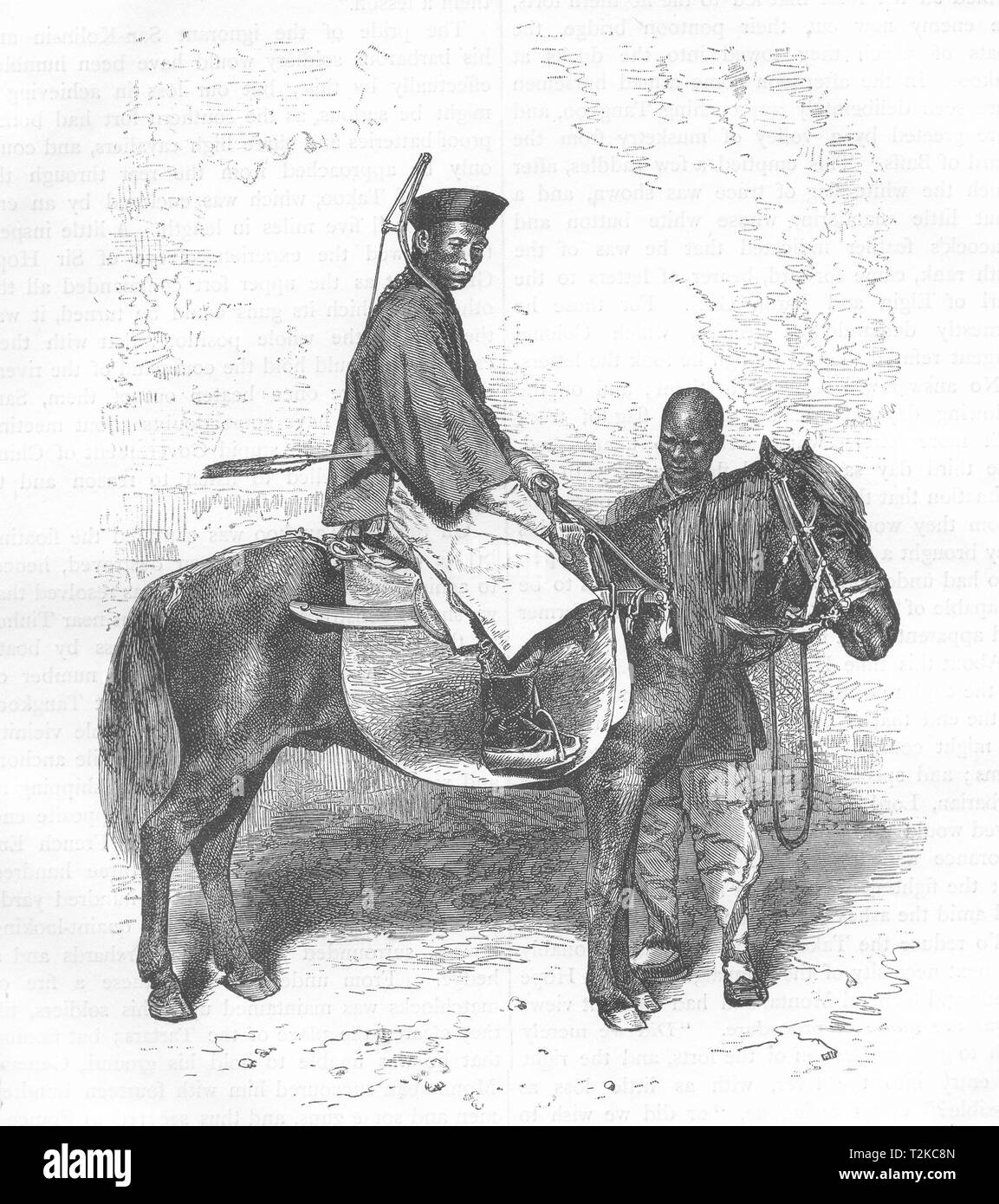 CHINA. A Tartar Horse-Soldier c1880 antique vintage print picture Stock Photo