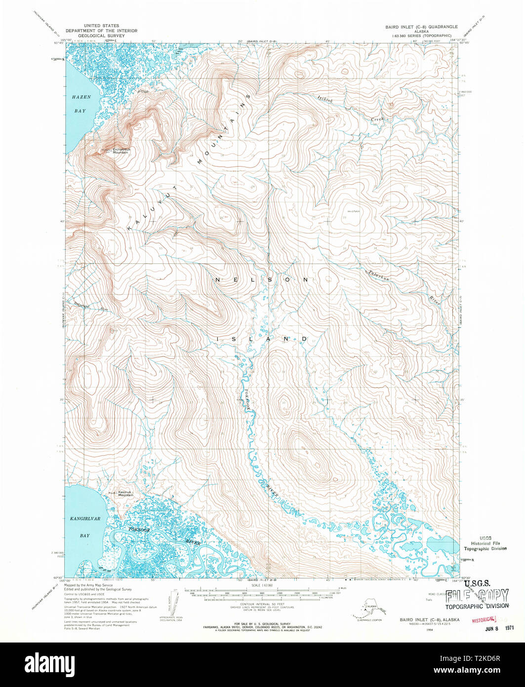 USGS TOPO Map Alaska AK Baird Inlet - Usgs Topo Map Alaska Ak Baird Inlet C 8 354144 1954 63360 Restoration T2KD6R 