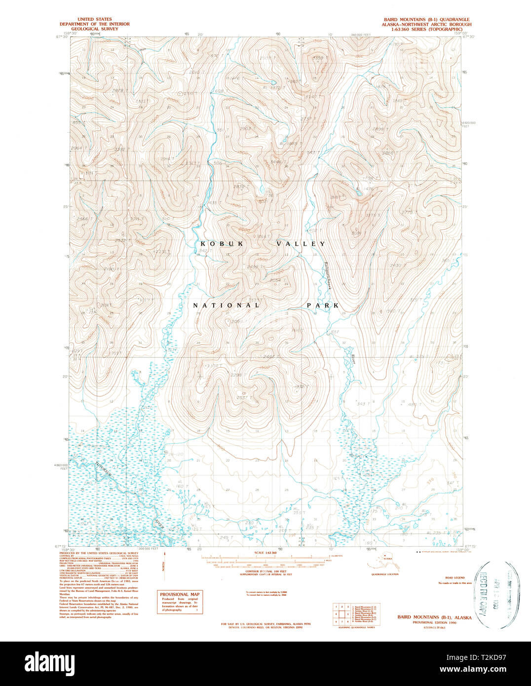 USGS TOPO Map Alaska AK Baird Mountains - Usgs Topo Map Alaska Ak Baird Mountains B 1 354170 1990 63360 Restoration T2KD97 