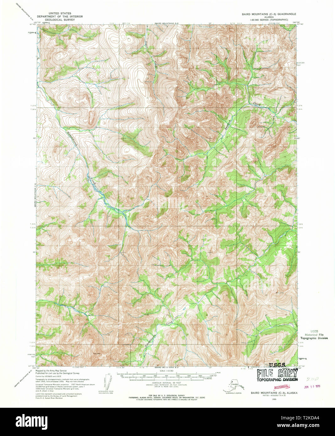USGS TOPO Map Alaska AK Baird Mountains - Usgs Topo Map Alaska Ak Baird Mountains C 3 354179 1955 63360 Restoration T2KDA4