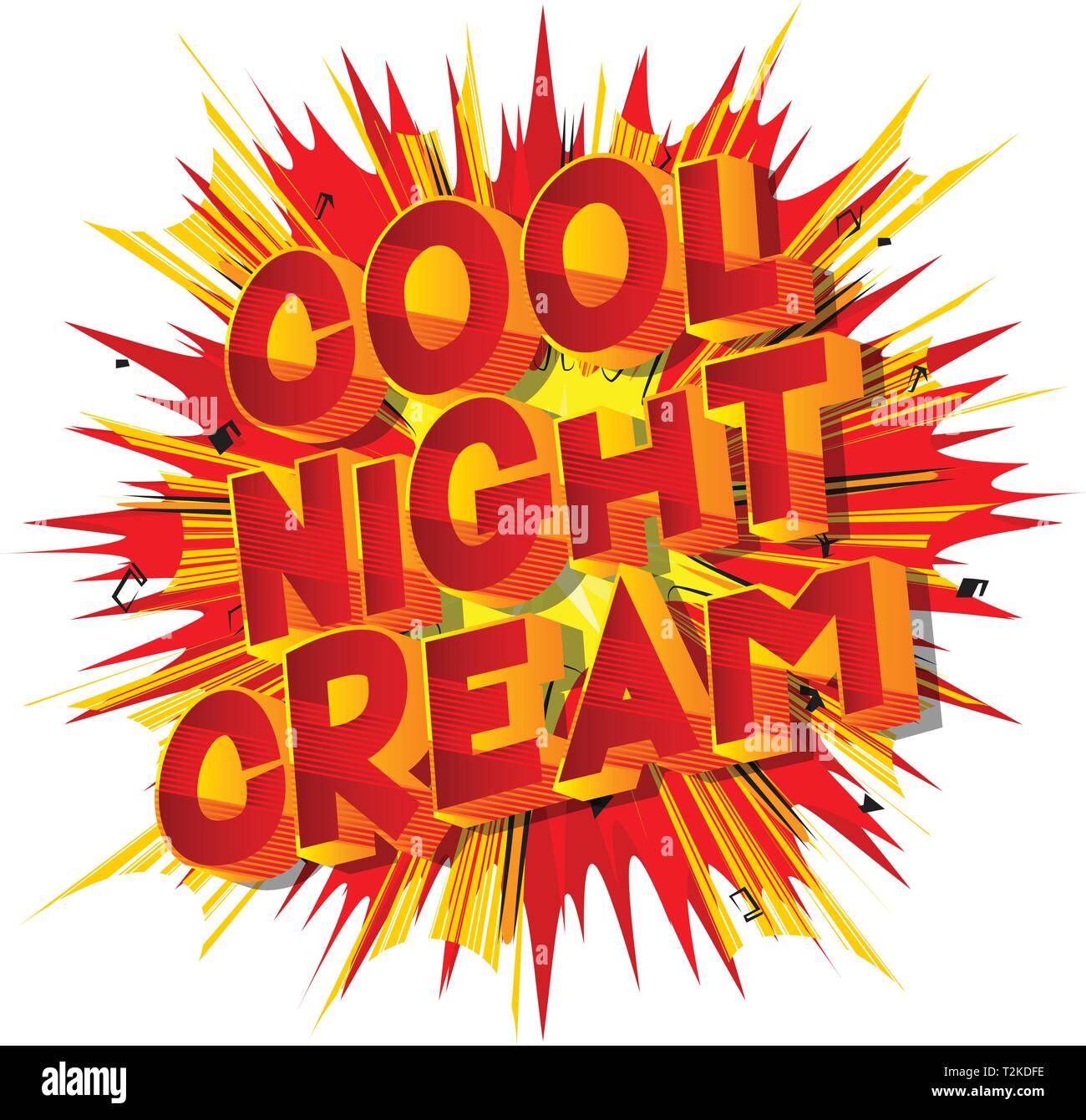Cool Night Cream - Vector illustrated comic book style phrase on abstract background. Stock Vector