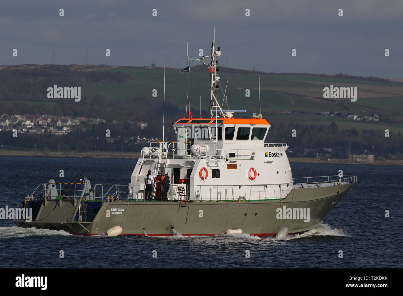 MV Smit Don, an aircrew training/naval support vessel operated by Boskalis, passing Greenock during Exercise Joint Warrior 19-1. Stock Photo