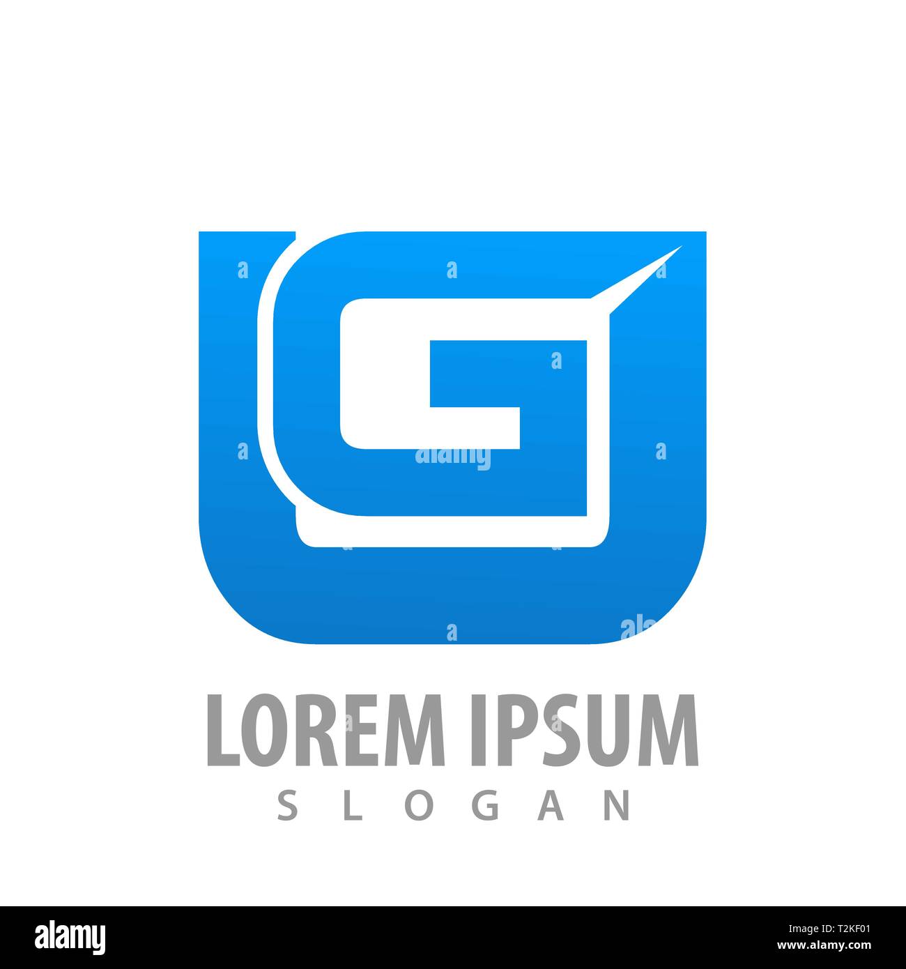 Rounded square initial letter UG concept design. Symbol graphic template element Stock Vector