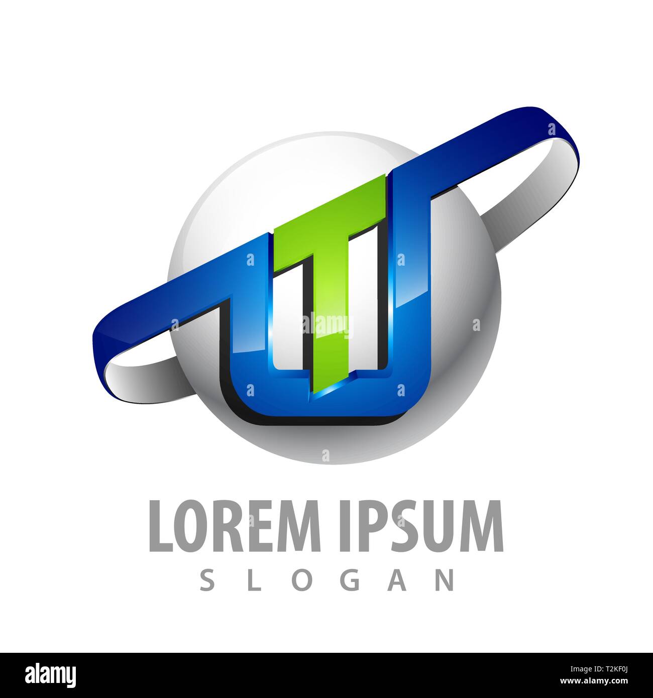 Technology sphere initial TU letter concept design. Symbol graphic template element Stock Vector