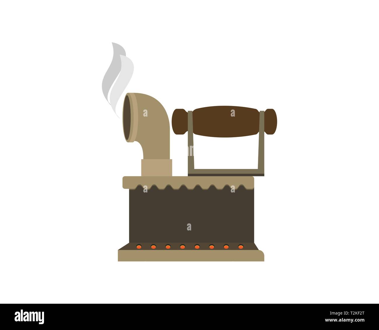 Iron vintage ironing side view. Vector illustration Stock Vector