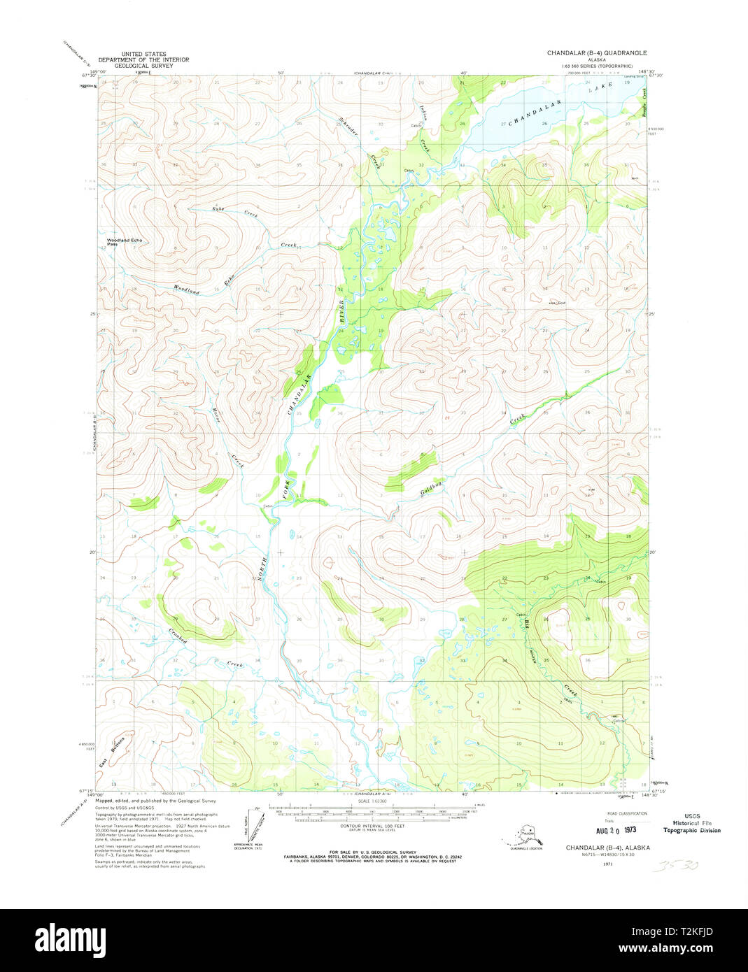 USGS TOPO Map Alaska AK Chandalar - Usgs Topo Map Alaska Ak Chandalar B 4 354811 1971 63360 Restoration T2KFJD 