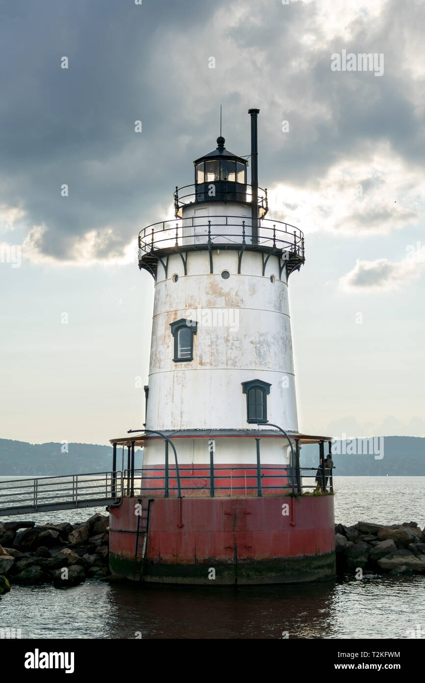 Sleepy Hollow Lighthouse on a slightly overcast day, Sleepy Hollow, Upstate New York, NY Stock