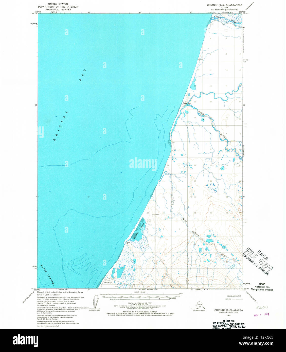 USGS TOPO Map Alaska AK Chignik - Usgs Topo Map Alaska Ak Chignik A 8 354918 1963 63360 Restoration T2KG65 