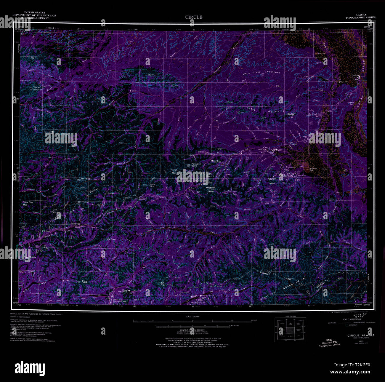 USGS TOPO Map Alaska AK Circle - Usgs Topo Map Alaska Ak Circle 360769 1955 250000 Inverted Restoration T2KGE0 