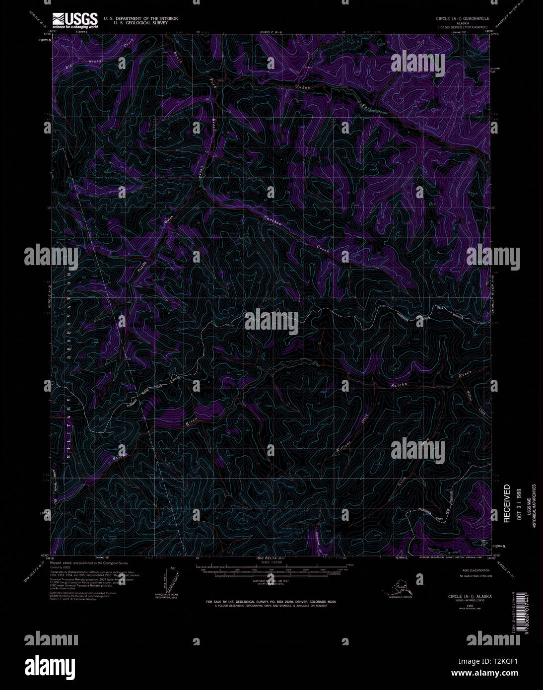 USGS TOPO Map Alaska AK Circle - Usgs Topo Map Alaska Ak Circle A 1 354983 1955 63360 Inverted Restoration T2KGF1 