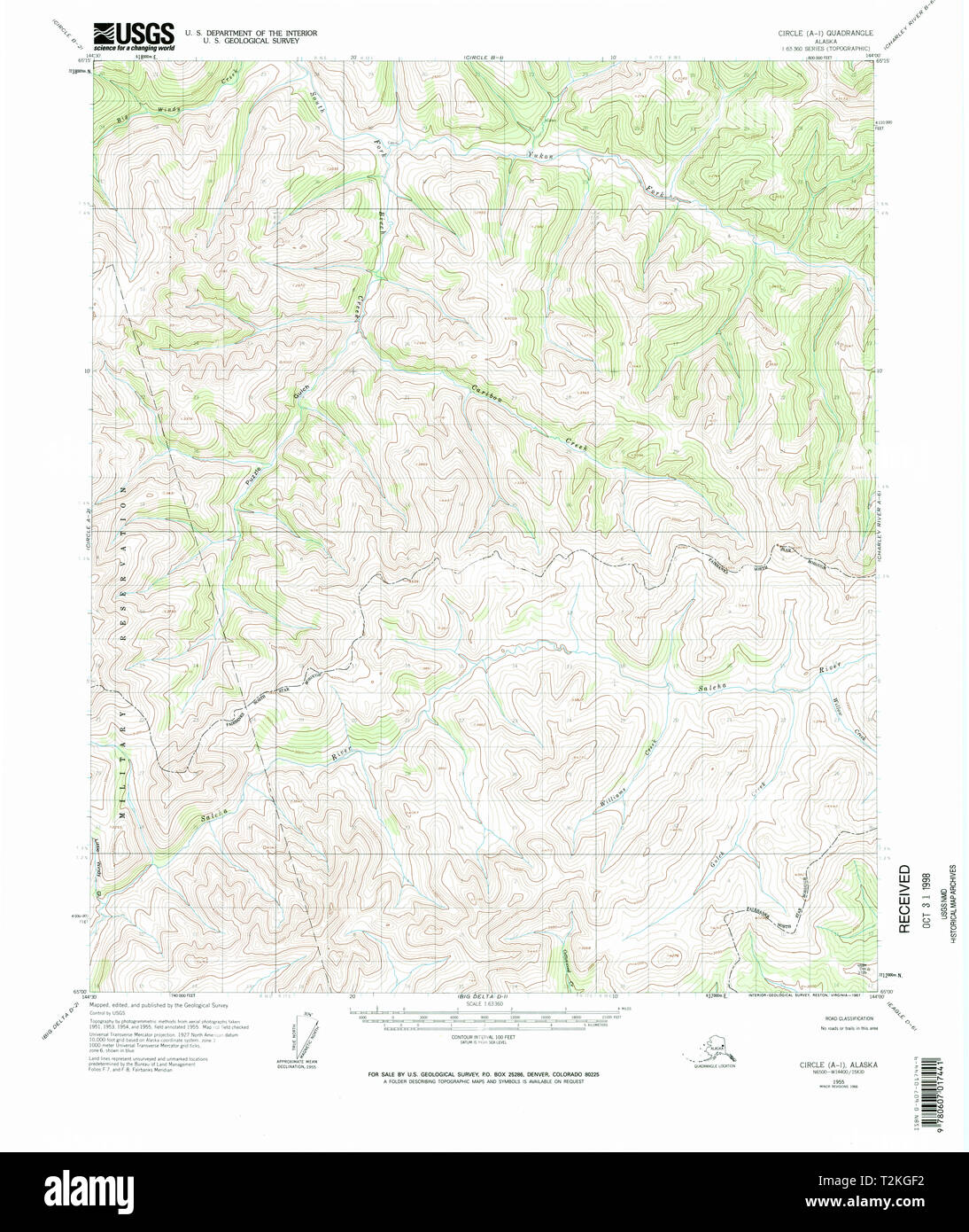 USGS TOPO Map Alaska AK Circle - Usgs Topo Map Alaska Ak Circle A 1 354983 1955 63360 Restoration T2KGF2 
