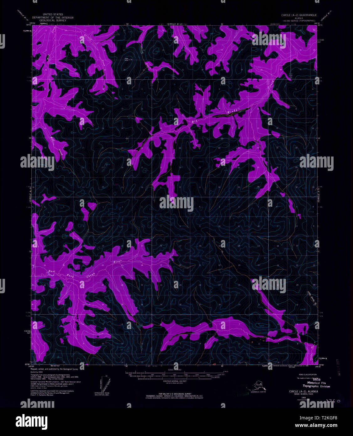 USGS TOPO Map Alaska AK Circle - Usgs Topo Map Alaska Ak Circle A 2 354985 1955 63360 Inverted Restoration T2KGF8 