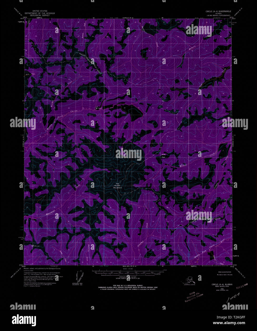 USGS TOPO Map Alaska AK Circle - Usgs Topo Map Alaska Ak Circle A 4 354988 1952 63360 Inverted Restoration T2KGFF 