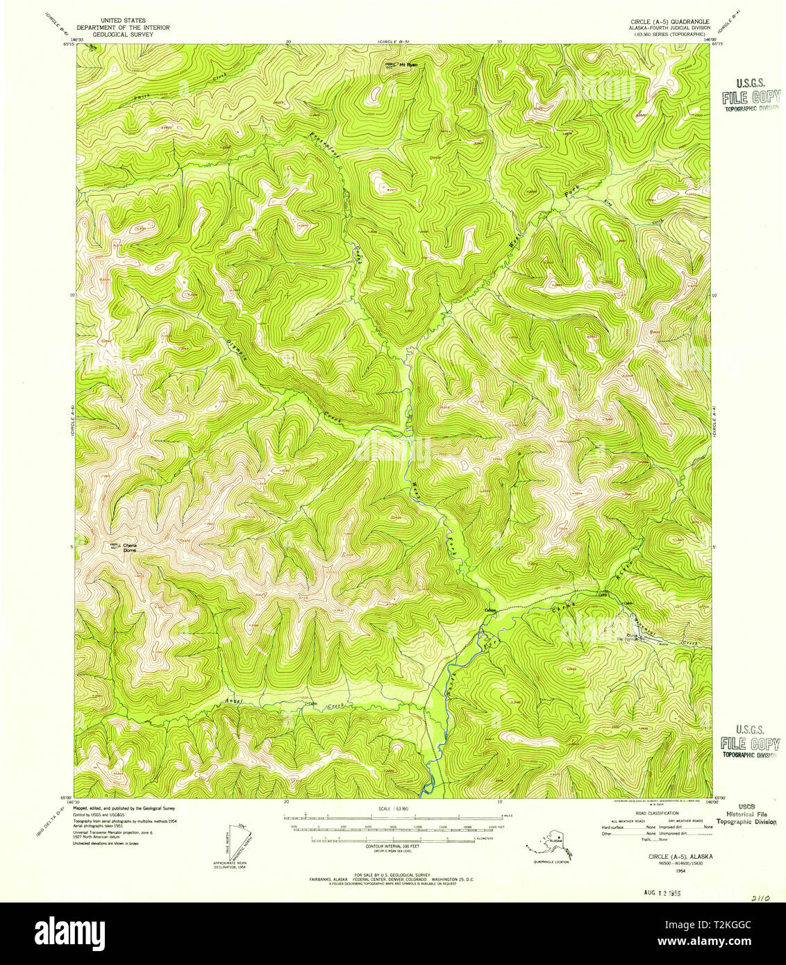 USGS TOPO Map Alaska AK Circle - Usgs Topo Map Alaska Ak Circle A 5 354995 1954 63360 Restoration T2KGGC 