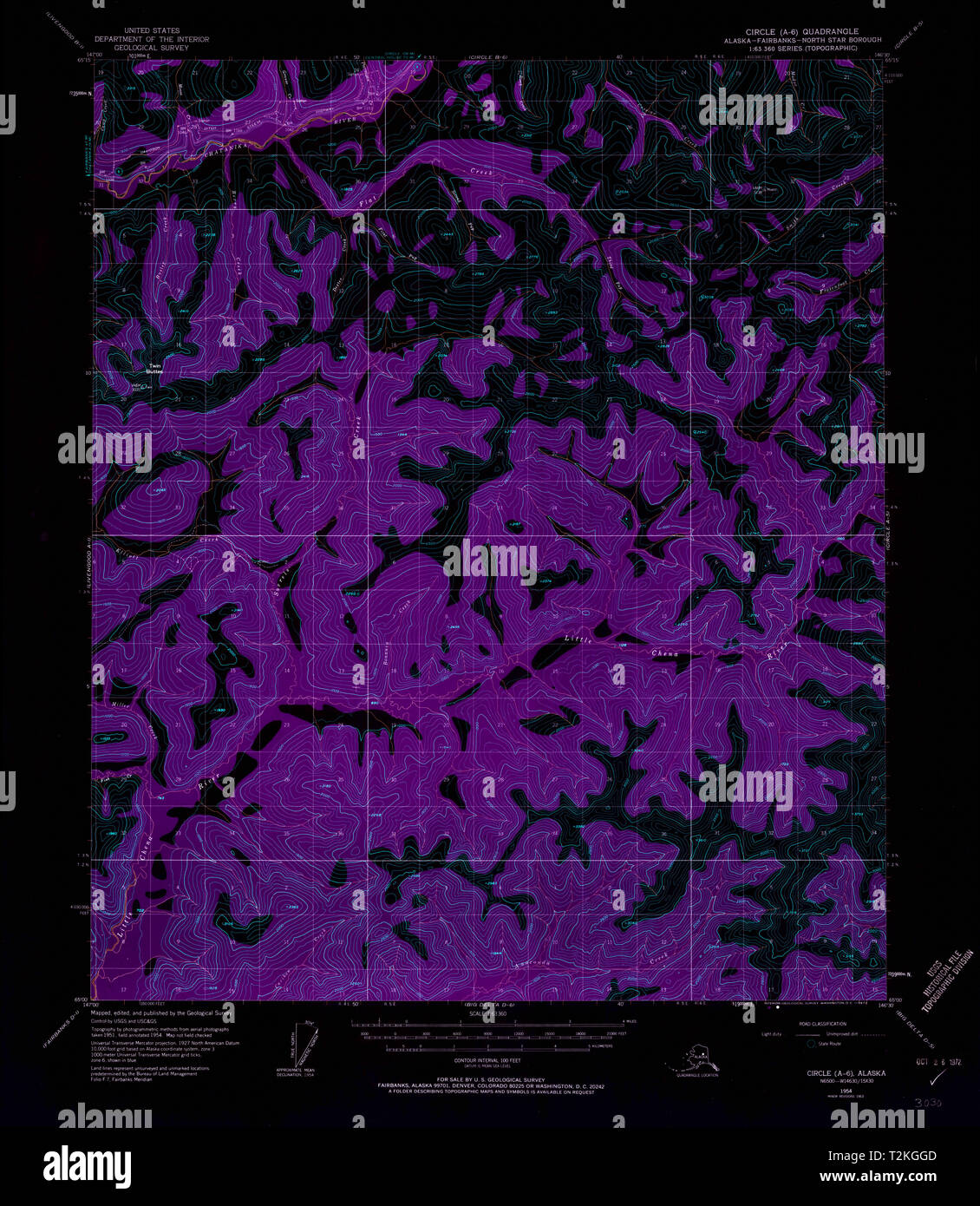 USGS TOPO Map Alaska AK Circle - Usgs Topo Map Alaska Ak Circle A 6 354996 1954 63360 Inverted Restoration T2KGGD 