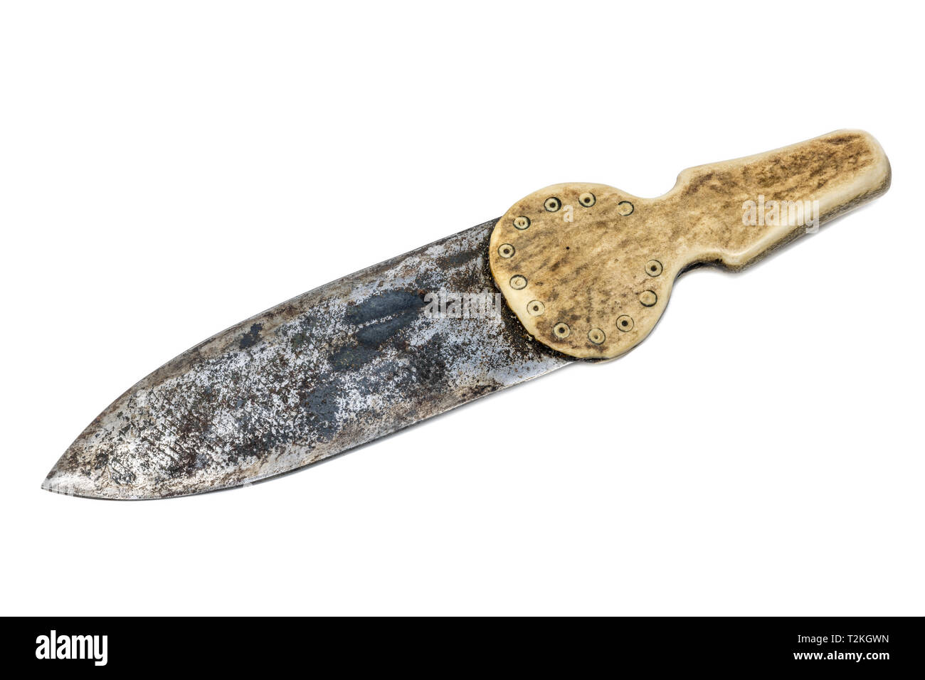 Old Indian hand-forged knife with bone handle isolated on white Stock Photo  - Alamy