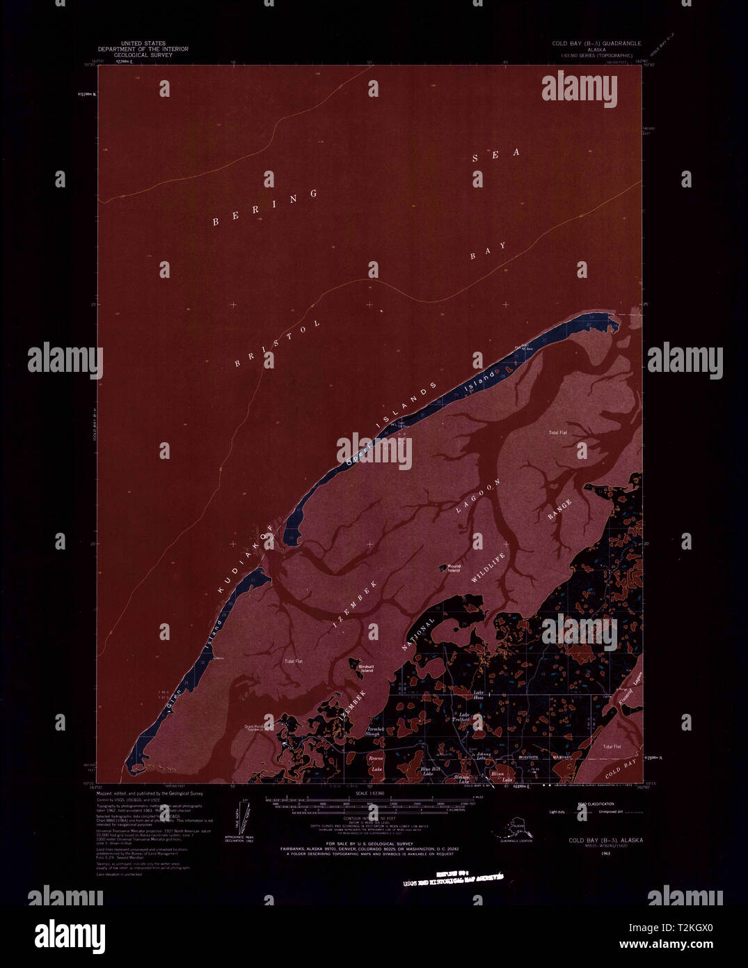 USGS TOPO Map Alaska AK Cold Bay - Usgs Topo Map Alaska Ak Cold Bay B 3 355072 1963 63360 Inverted Restoration T2KGX0 