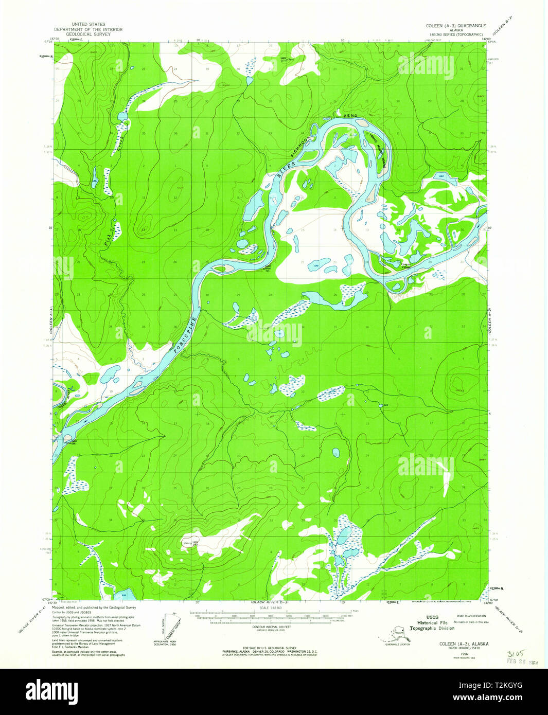USGS TOPO Map Alaska AK Coleen - Usgs Topo Map Alaska Ak Coleen A 3 355089 1956 63360 Restoration T2KGYG 