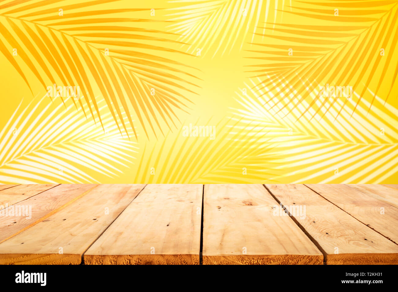 Summer and nature product display with wood table counter on blur coconut  leaf  key visual layout Stock Photo - Alamy