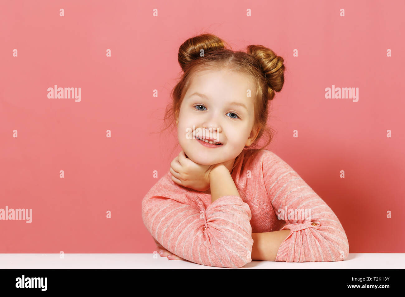 Closeup Portrait Of Nice Cute Attractive Charming Cheerful Little