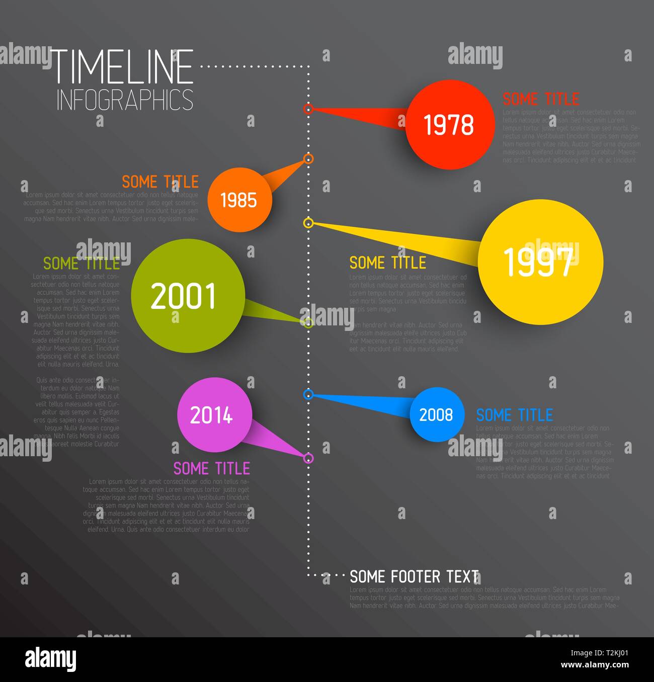 Vector dark Infographic timeline report template with icons Stock ...