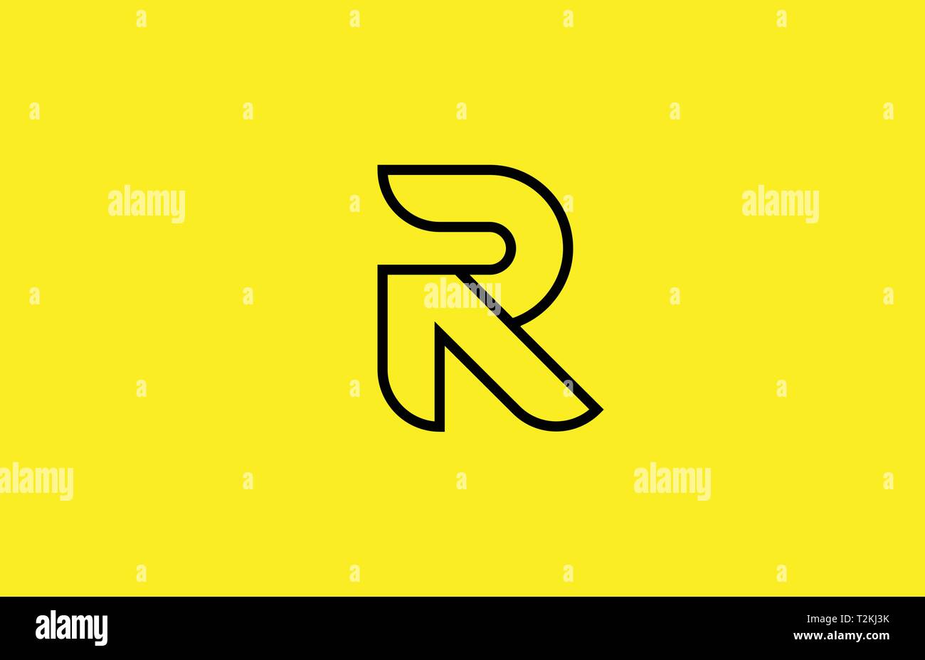yellow black line alphabet letter R logo icon for a company business or ...