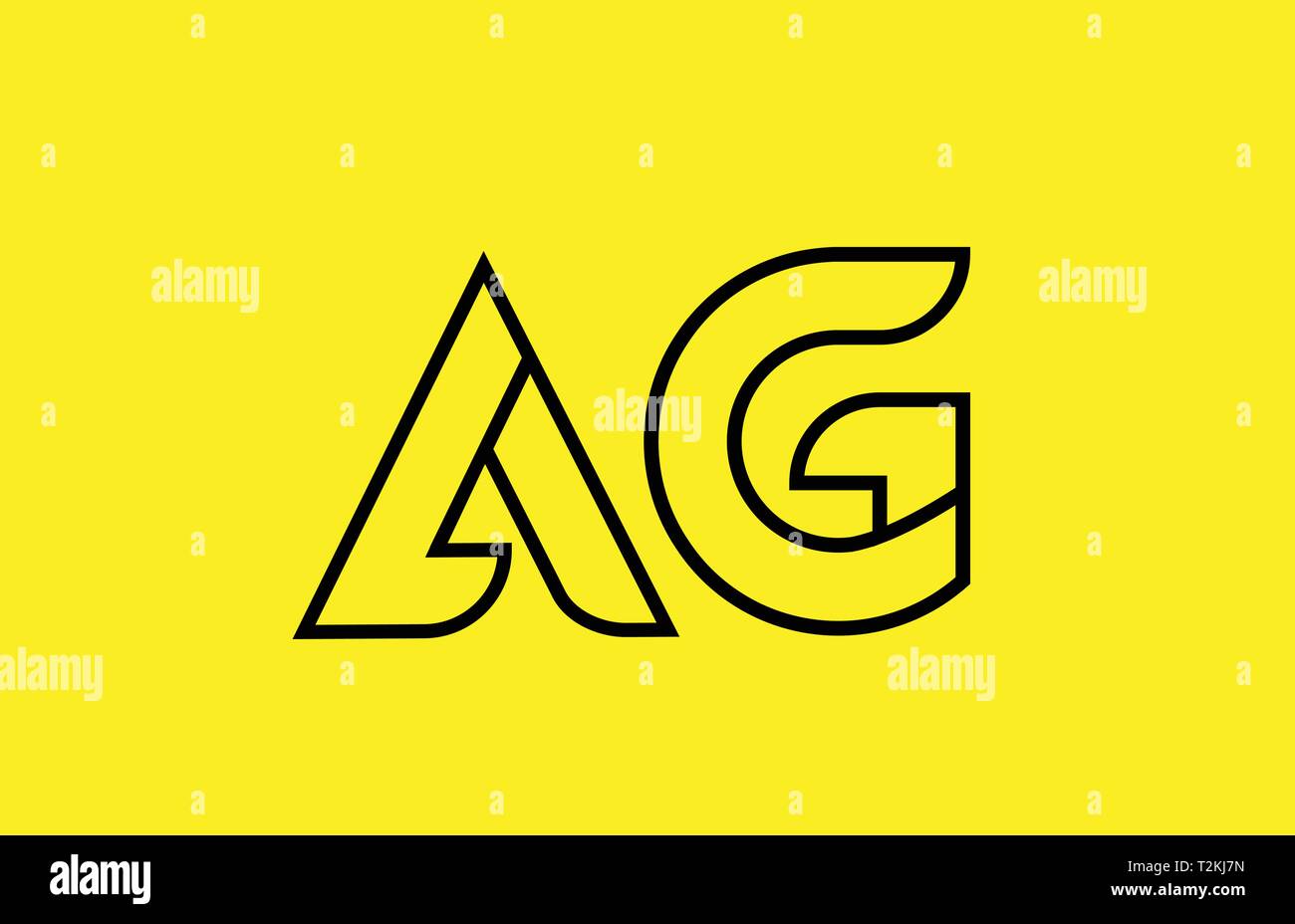 yellow black line alphabet letter AG A G logo combination icon for a ...