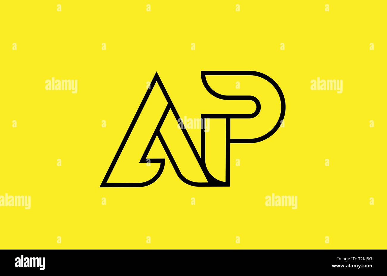 yellow black line alphabet letter AP A P logo combination icon for a ...