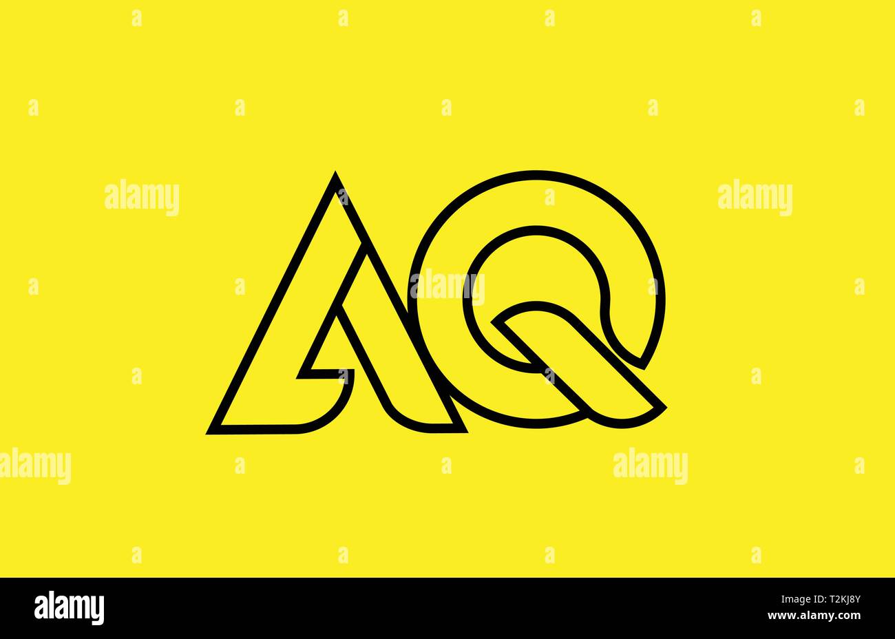 yellow black line alphabet letter AQ A Q logo combination icon for a ...