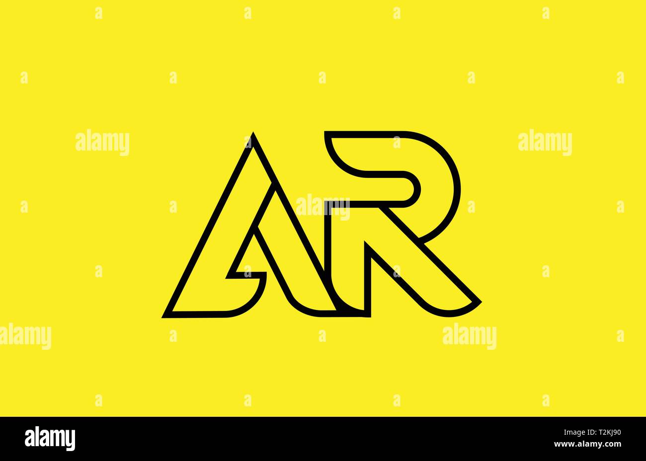 yellow black line alphabet letter AR A R logo combination icon for a ...