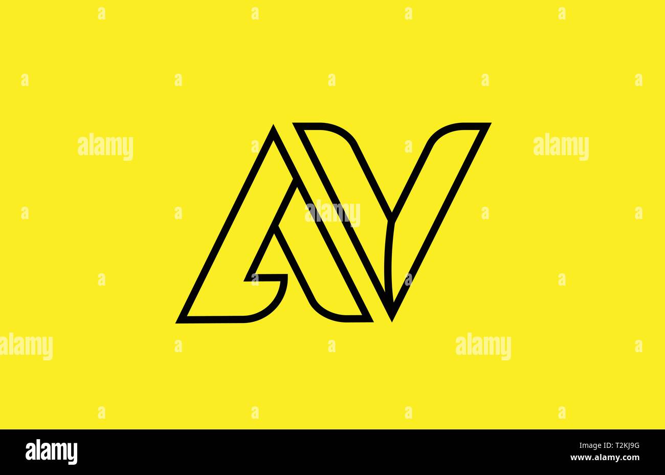 yellow black line alphabet letter AV A V logo combination icon for a ...