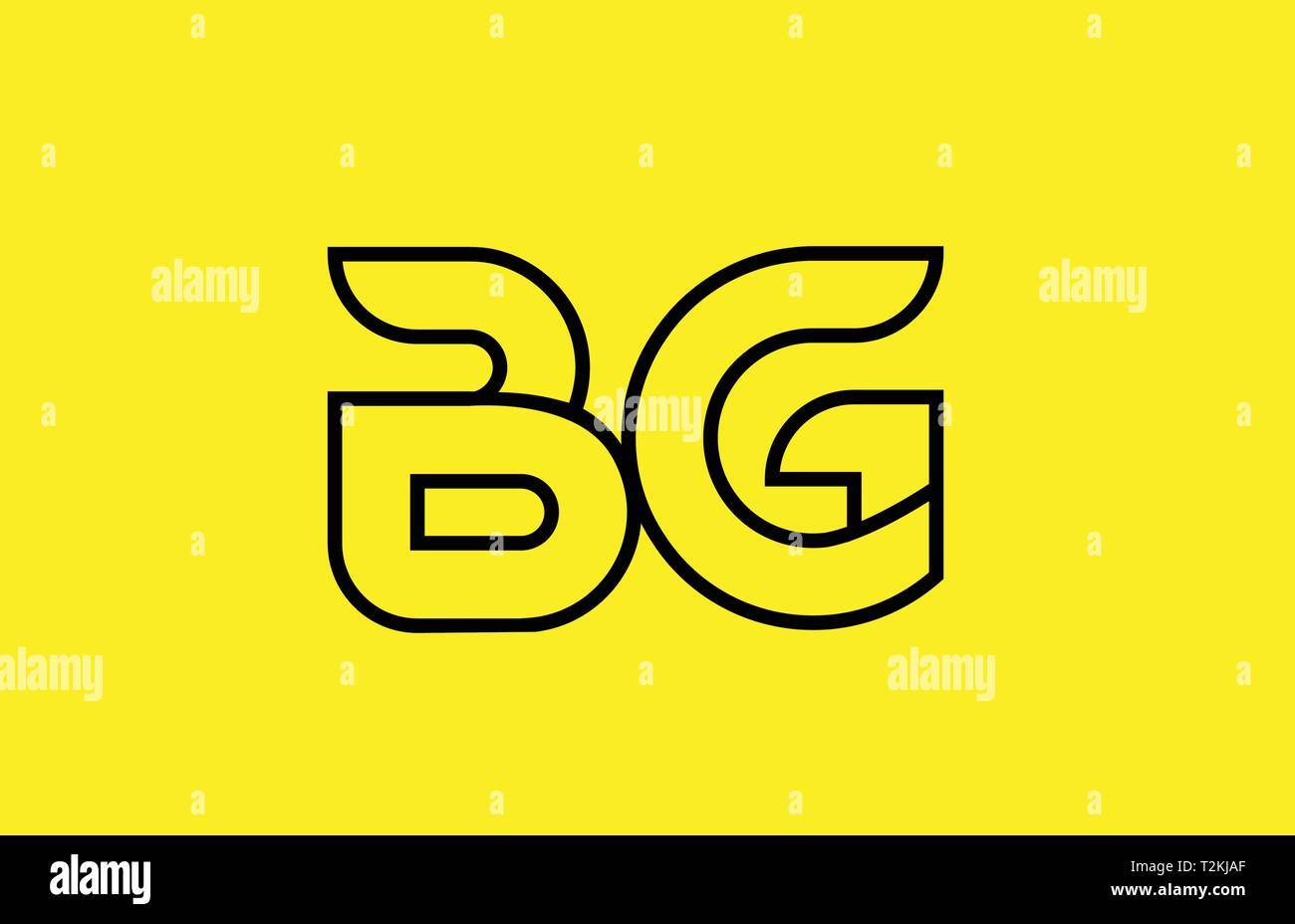 yellow black line alphabet letter BG B G logo combination icon for a ...