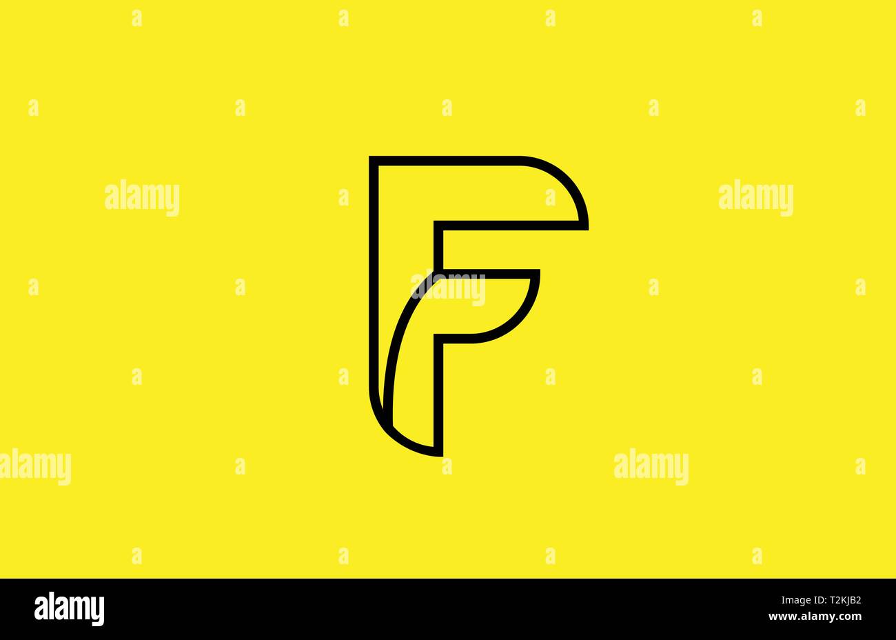 yellow black line alphabet letter F logo icon for a company business or ...