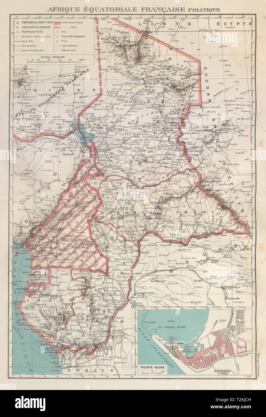 French Equatorial Africa Map French Equatorial Africa. Afrique Équatoriale Française. Pointe Noire 1931  Map Stock Photo - Alamy